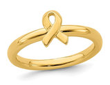 Yellow Plated Sterling Silver Awareness Ribbon Ring
